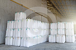 White Jumbo bags of rice Is a rice storage photo