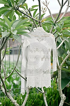 White kebaya, Indonesian traditional dress for weddings