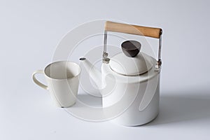 White kettles and cups