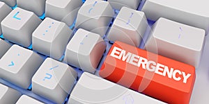 White Keyboard with emergrncy button 3d render image