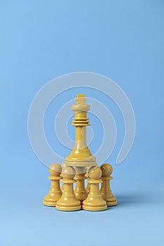 White king on white chess pawns