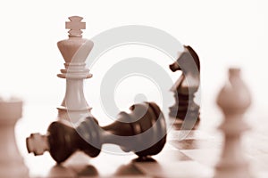 Bianco il re vincite scacchi lui gioca 