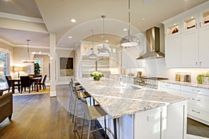 White kitchen design in new luxurious home