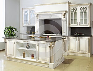 White Kitchen with Island