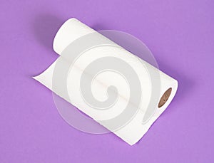 White kitchen paper isolated on purple background