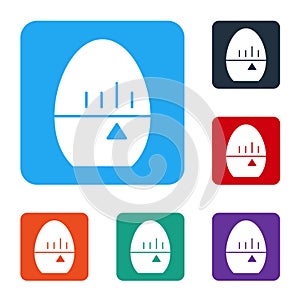 White Kitchen timer icon isolated on white background. Egg timer. Cooking utensil. Set icons in color square buttons. Vector