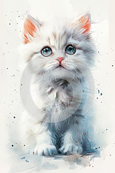 white kitten portrait painting