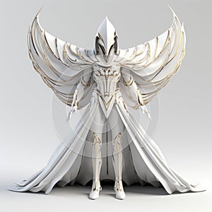 Golden Winged Avian Superhero In Futuristic 3d Costume