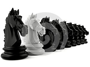 White knight chess among black knight chess