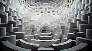 White Labyrinth: Infinite Paths Optical Illusion, generative ai