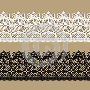 White Lace. Black Lace Seamless Pattern.