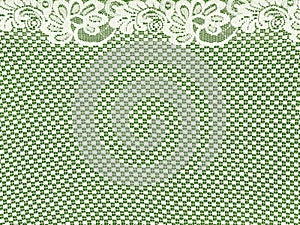 White lace border on green background