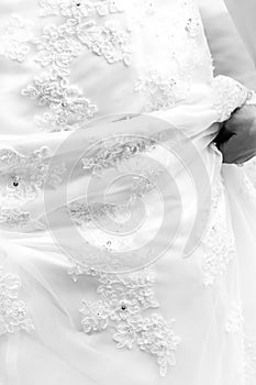 White Lace Detail on Wedding Dress