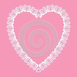 White lace-like heart shape frame, valentine card