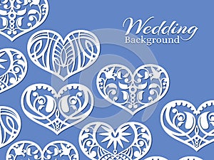 White lacy hearts wedding background