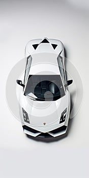 White Lamborghini Wallpaper: Large Format Lens, Symmetrical Asymmetry, Hyper-realistic Portraiture