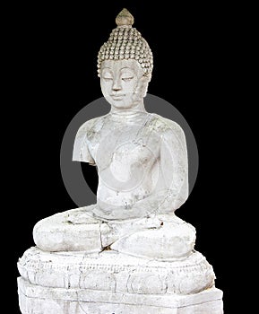 White Lanna thai buddha statue black background