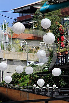 White lantern decoration in punclut tourism place Bandung, Indonesia photo