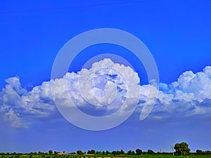 White large cloud blue sky landscape india