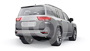 White large family seven-seater premium SUV on a white isolated background. 3d illustration.