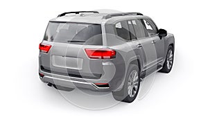 White large family seven-seater premium SUV on a white isolated background. 3d illustration.