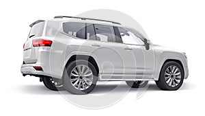 White large family seven-seater premium SUV on a white isolated background. 3d illustration.