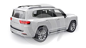 White large family seven-seater premium SUV on a white isolated background. 3d illustration.