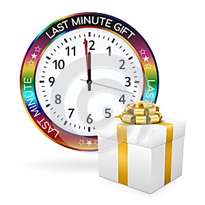 White Last Minute Present - Clock with Colorful Border