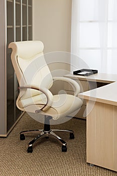 White leather armchair