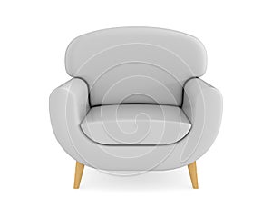 White leather armchair on white background. Isolated 3D illustration