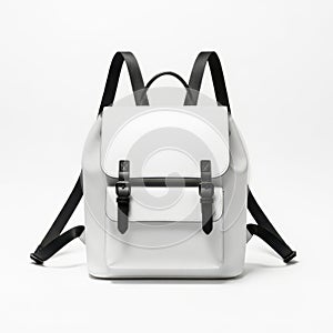 White leather backpack isolated on white background