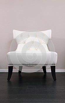 White leather comfortable armchair