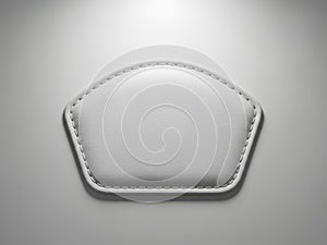 White leather hexagon patch isolated on white background