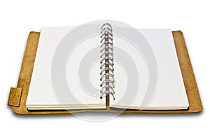 White leather notebook isolated