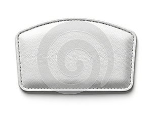 White leather patch isolated on white background
