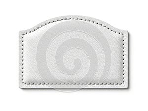 White leather patch isolated on white background
