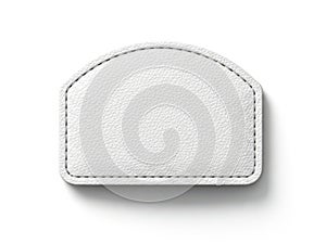 White leather patch isolated on white background
