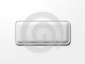 White leather patch isolated on white background