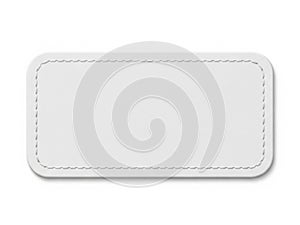 White leather rectangle patch isolated on white background