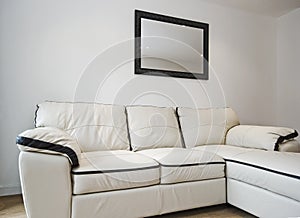 White leather sofa