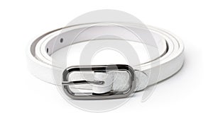 White leather thin belt