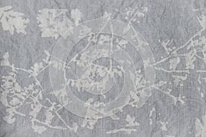 White Leaves and Branches Design of Gray Cloth