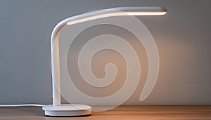 White LED Desk Lamp with Rounded Base and Light Strip