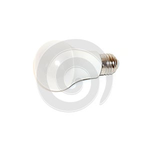 White LED frosted light bulb on white background