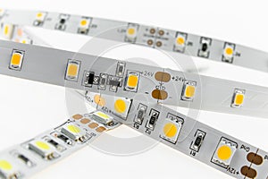 White LED strips for voltage 12V and 24V with adjustable