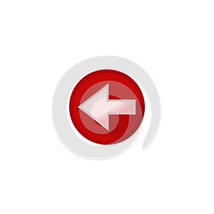 White Left Arrow Button Icon on Red Background