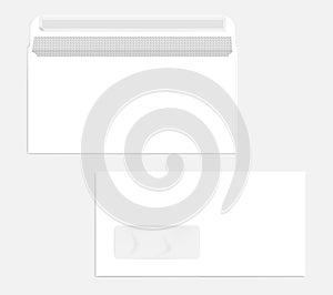 White left hand window self seal envelope with security pattern mockup