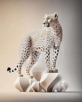 White leopard studio shot. Generative AI