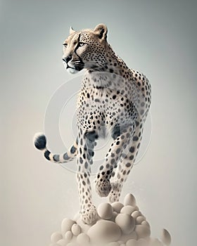 White leopard studio shot. Generative AI