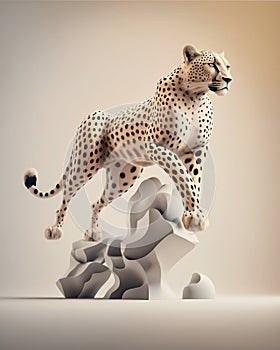 White leopard studio shot. Generative AI